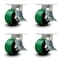 Service Caster 6 Inch Heavy Duty Green Poly on Cast Iron Caster Brakes 2 Swivel Locks, 4PK SCC-KP92S630-PUR-GB-SLB-BSL-2-SLB-2 - alternate 1